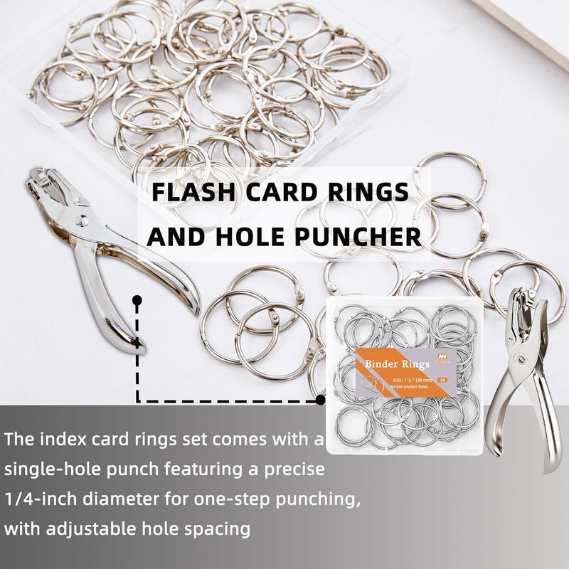 NEEWAY 50pcs Loose Leaf Binder Rings 1 1/5 Inch, Book Rings with Single Hole Puncher, Metal Ring for Index Cards, Metal Paper Ring - Image 5